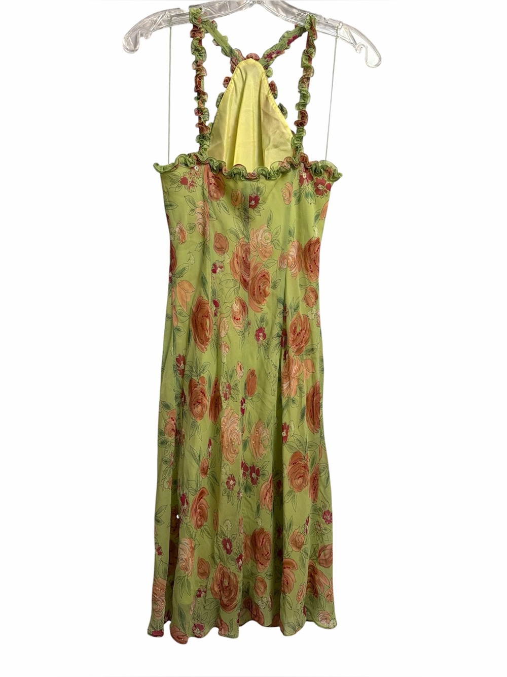 Muse Light Green Floral Lined Dress - Picture 2 of 4